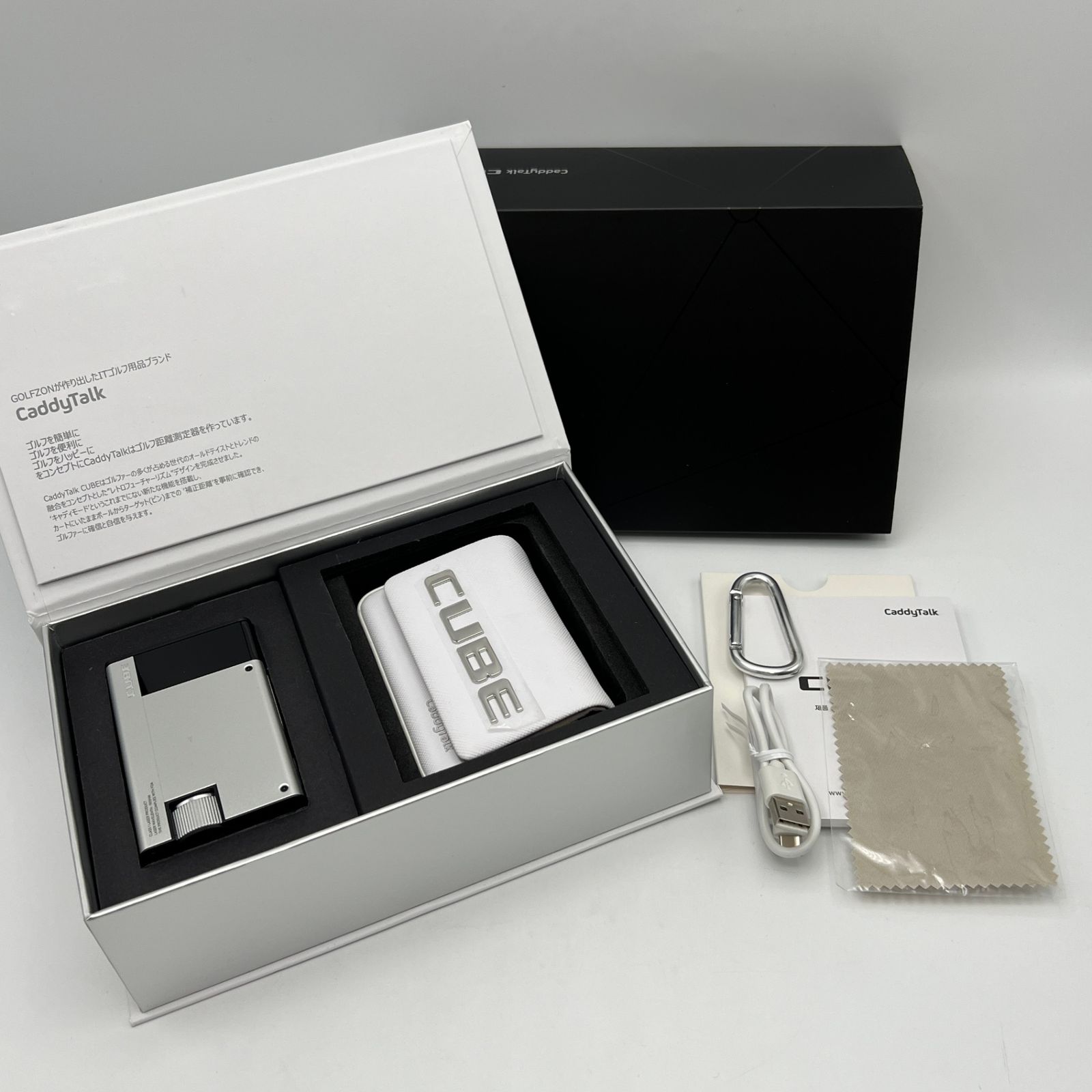【美品】CaddyTalk CUBE レトロシルバー ゴルフ用レーザー距離計 キャディトーク キューブ 本体
