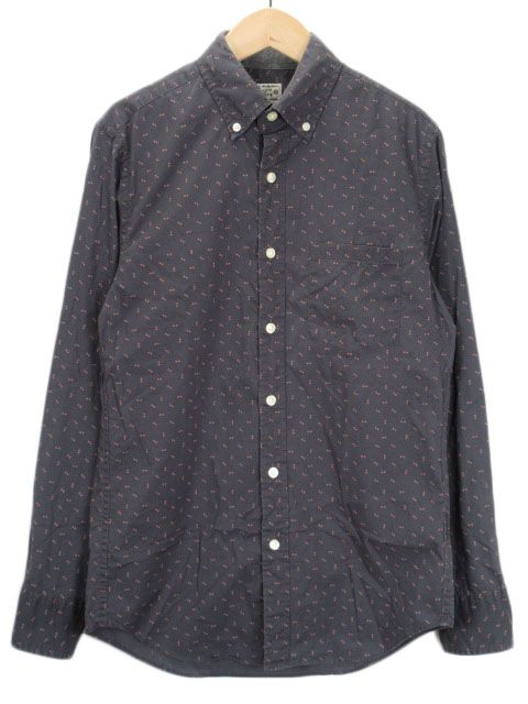ジェイクルー J.CREW シャツ ボタンダウン 総柄 長袖 XS グレー