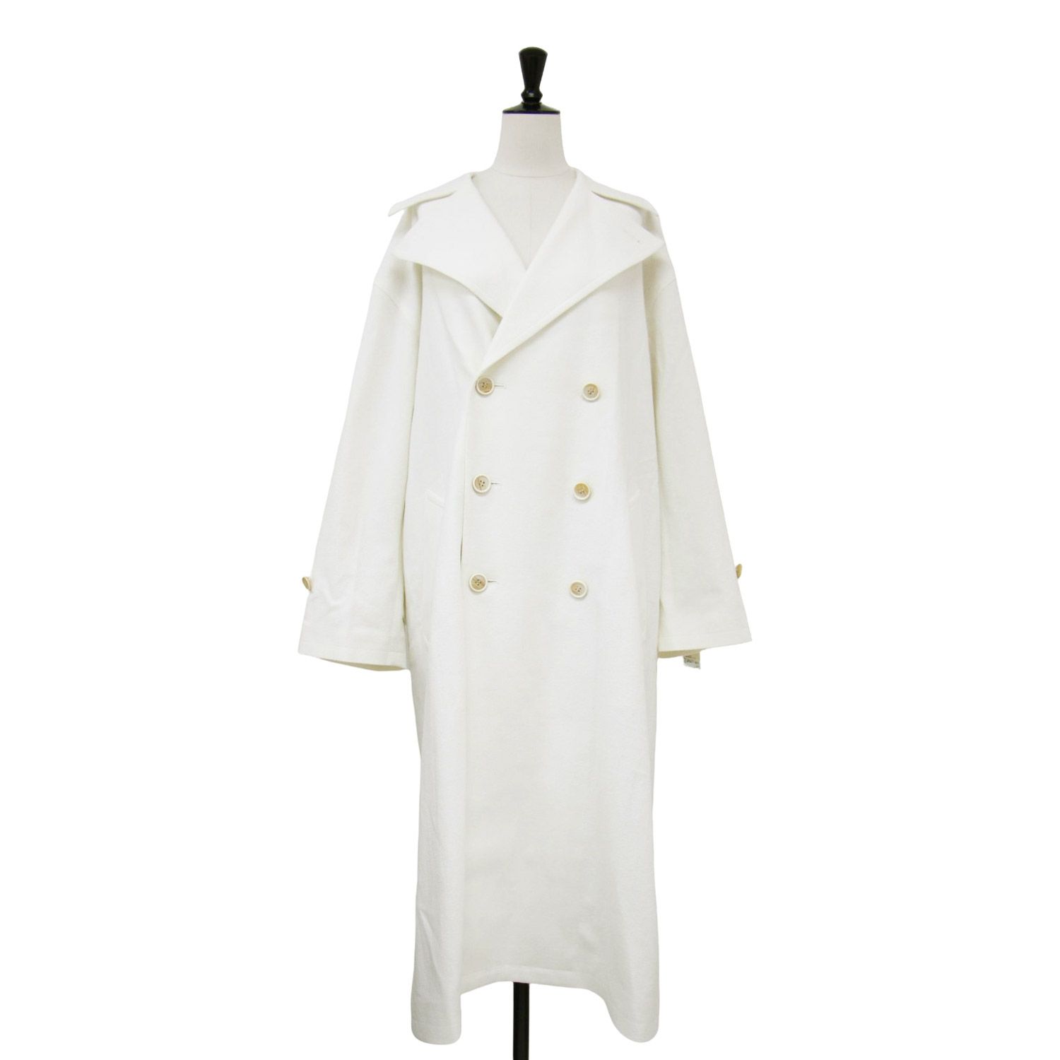 Whim Gazette ベージュ オフホワイト　ロングコート ノーカラーリバーロングコート | Whim Gazette(ウィム ガゼット