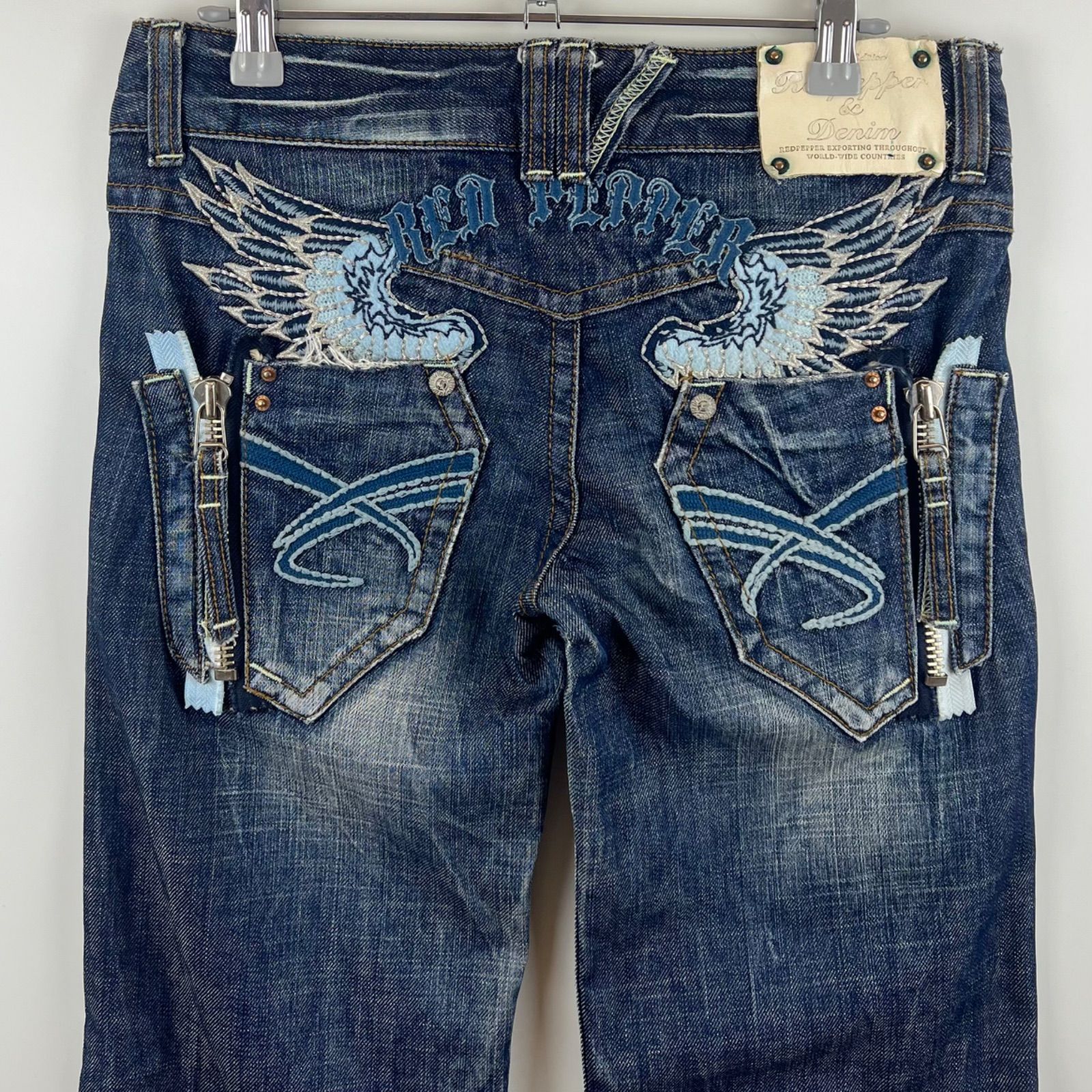 RED PEPPER 00s y2k archive angel wings flare denim pants W's