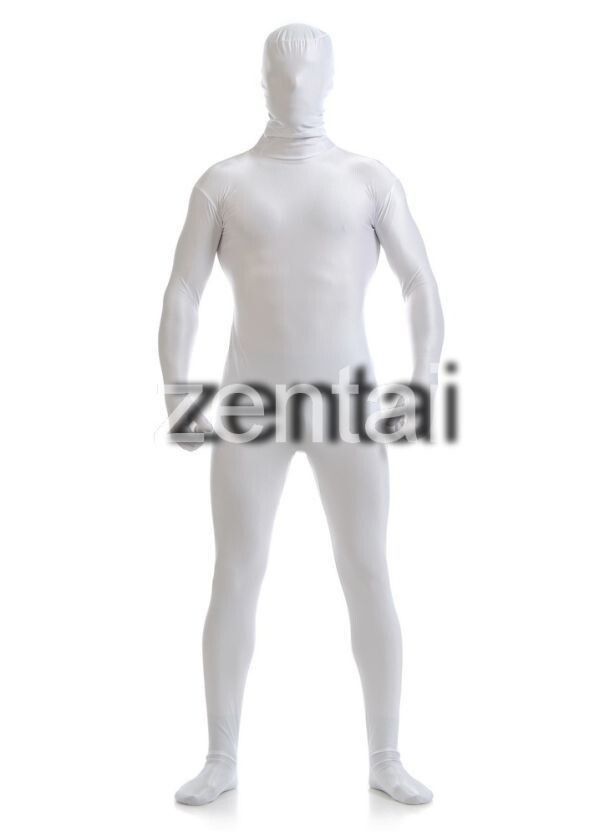 全身タイツ 顔開き 白 男性女性兼用 2XLサイズ ゼンタイ コスプレ
