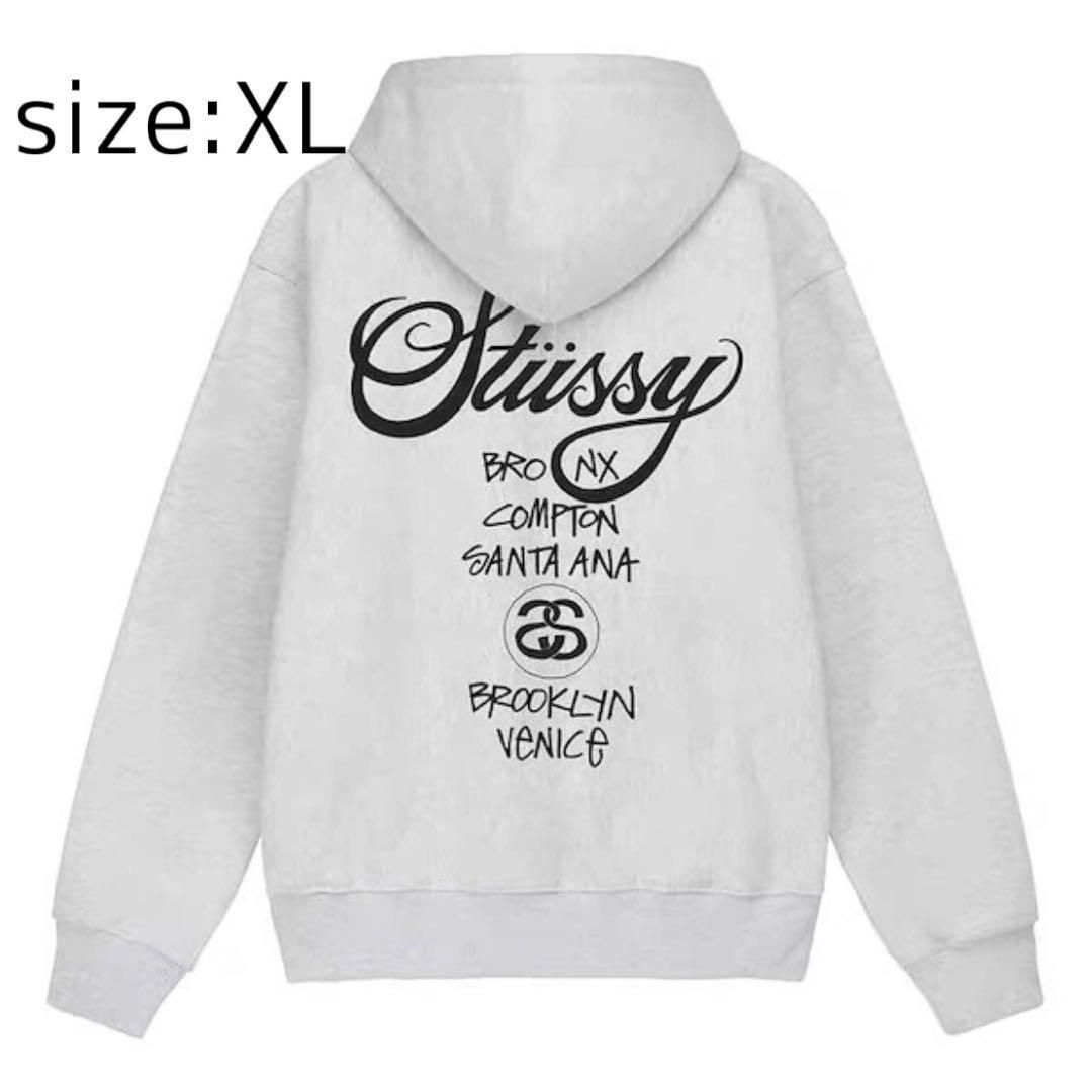 プレ値・即完モデル】stussy パーカー zip付 サイズXL グレー-