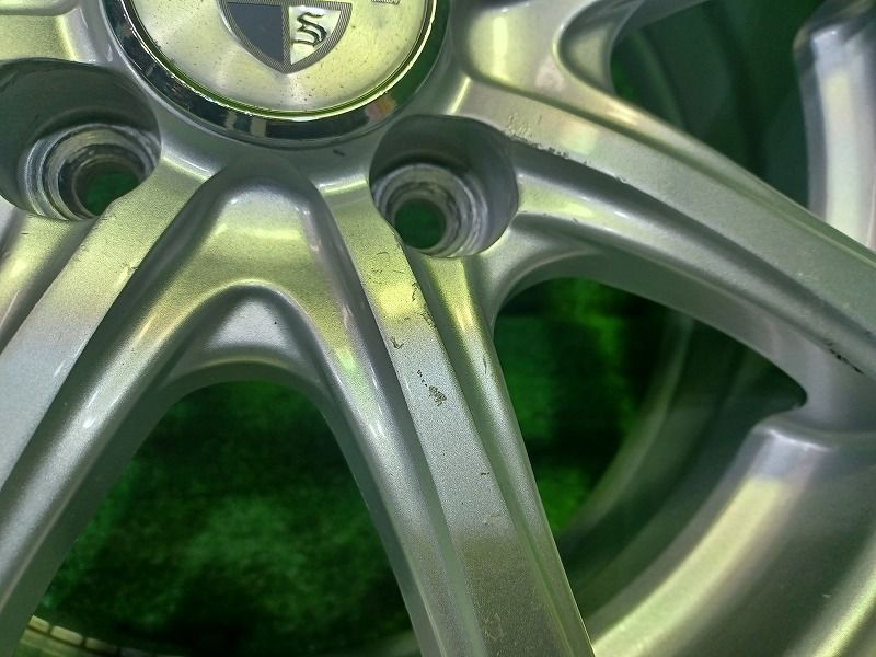 社外 エクスプラウド ﾔﾘｽ ｱｸｱ ホイール アルミ シルバー 14インチ 5.5J 4穴 4本 100 38