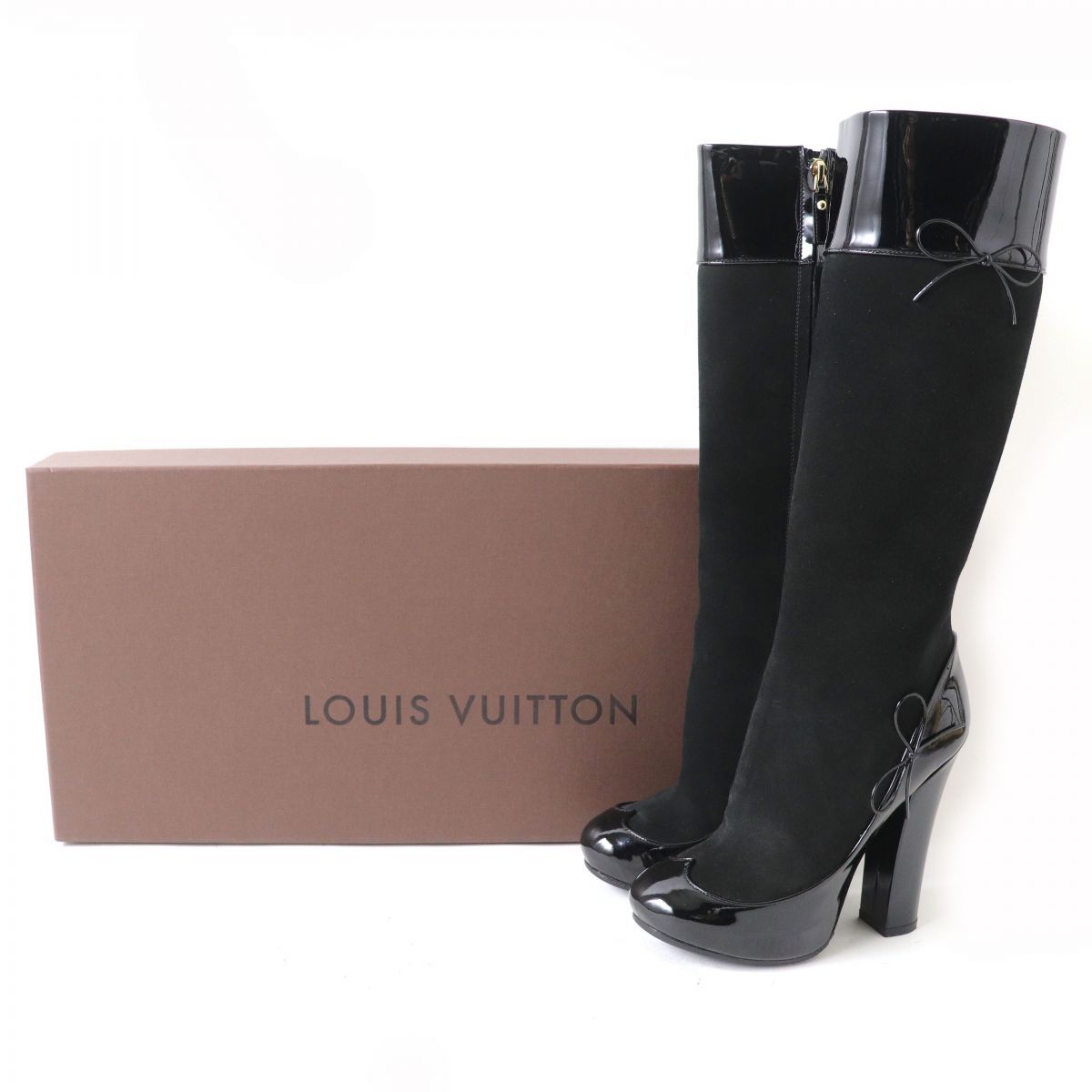 美品】LOUISVUITTON ルイヴィトン ロングブーツ スエード ブラック 
