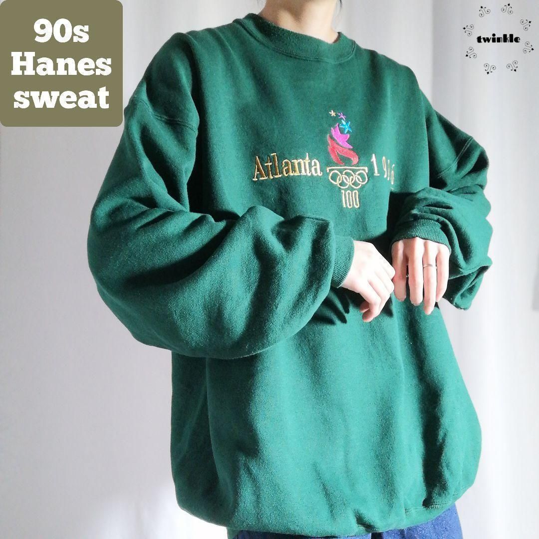 90s USA製 Hanes ヘインズ 刺繍スウェット トレーナー アトランタオリンピック グリーン メンズ 2XL ビッグサイズ 古着 - メルカリ