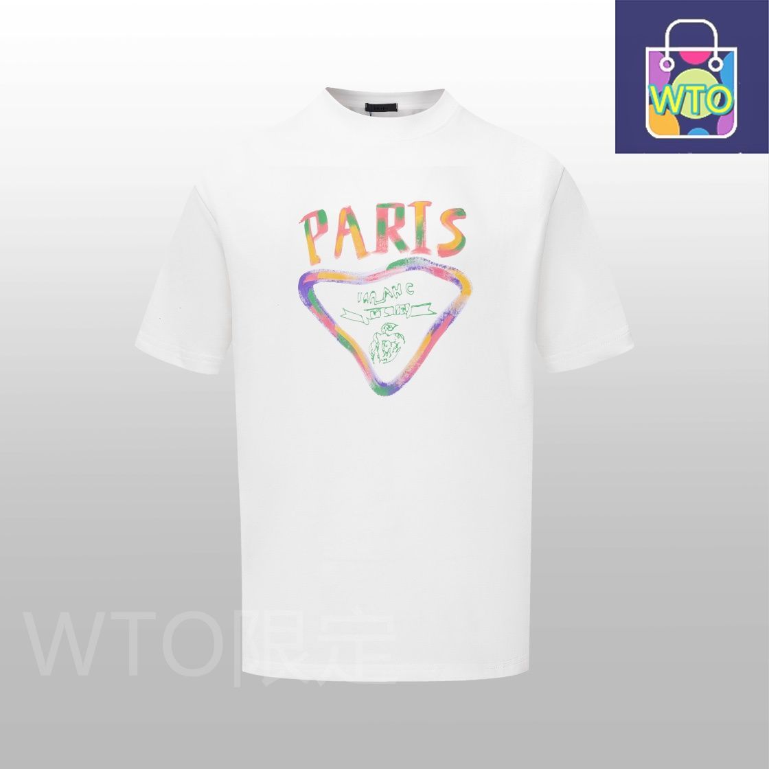 プラダ柄の手描き半袖 T シャツ 海外の手描き達人による -WTO輸入1