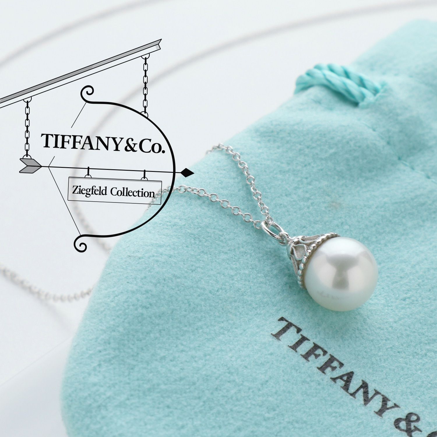 美品 TIFFANY&Co. ティファニー ジーグフェルド パール ネックレス スターリング シルバー AG 925