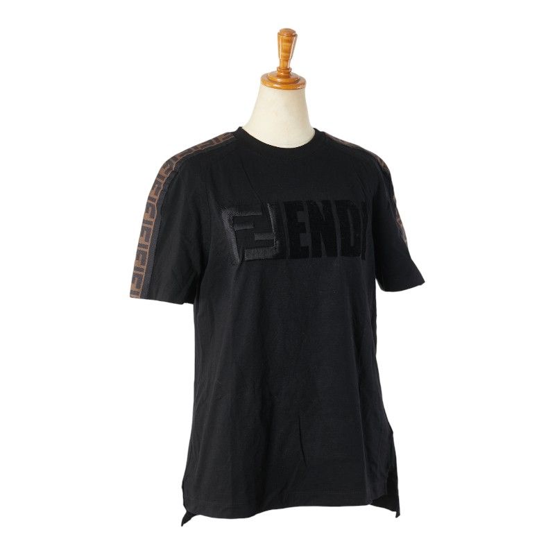 フェンディ ズッカ ロゴ Tシャツ サイズ XXS ブラック ブラウン コットン レディース FENDI 1-0206787