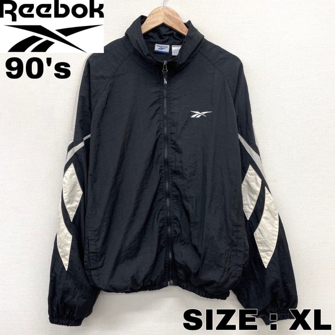 90s Reebok ナイロンジャケット 黒 XL