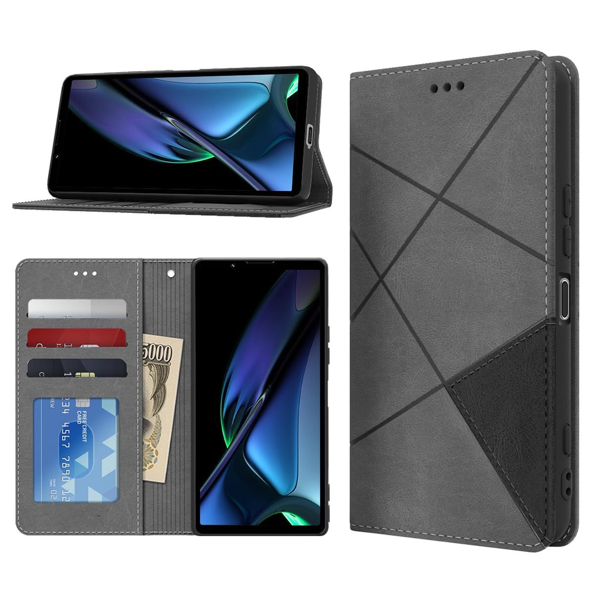 【人気商品】vi 1 手帳型 ケース 耐衝撃 高PUレザー エクスペリア 1vi Xperia スマホケース 財布型 横置きスタンド機能付 SO-51E SOG13 XQ-EC44 Sony カバー カード収納 全面保護 ラップホール付き のあ