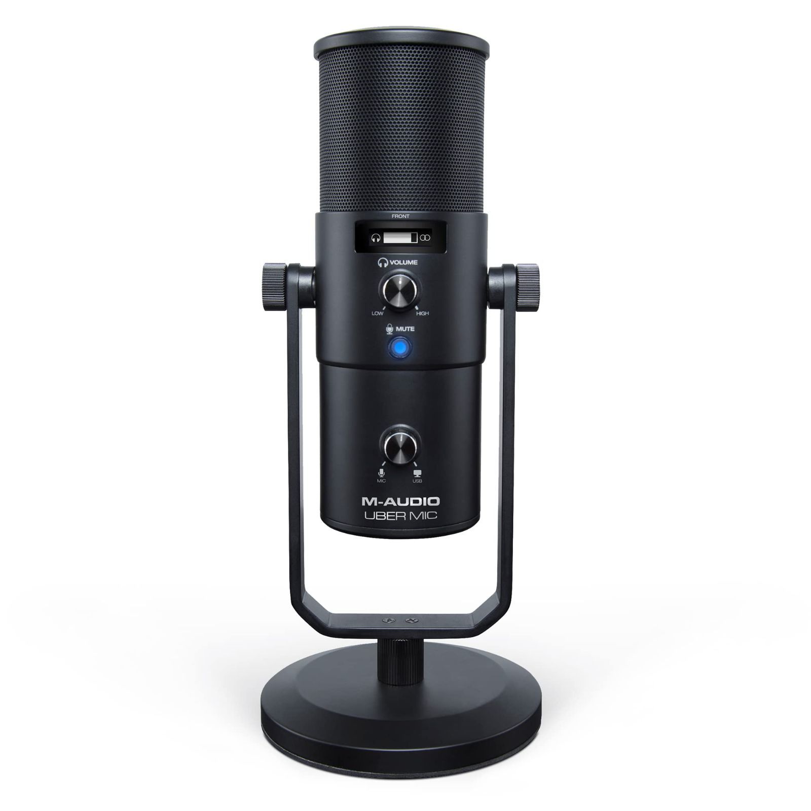 M-Audio プロ用 USB コンデンサーマイク 4種類の指向性 配信用マイク 内蔵ヘッドフォンアンプ ミュート機能 音量調節 内蔵オーディオインターフェース ヘッドフォン出力搭載 ゲーミングマイク 録音 テレワーク ポッドキャスト UBER M