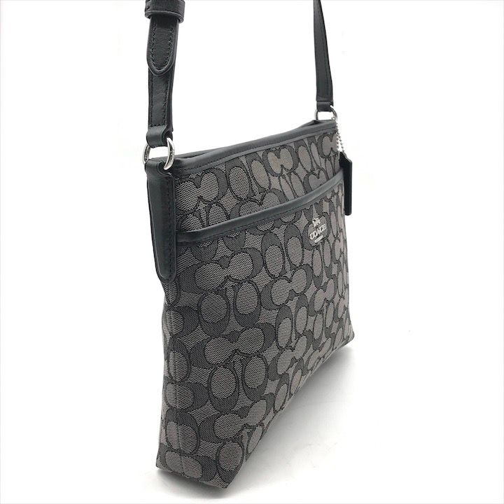 超 COACH コーチ シグネチャー ショルダー バッグ 斜め掛け レザー キャンバス ブラック グレー レディース ブランド かばん k6484