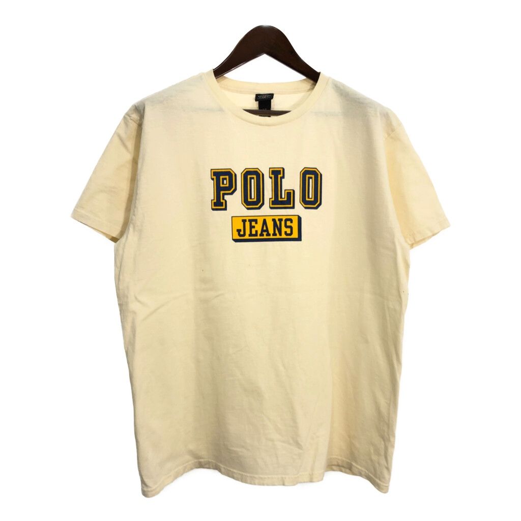 POLO JEANS ポロジーンズ 半袖Ｔシャツ ラルフローレン ロゴ ベージュ (メンズ L) 中古 古着 T3541