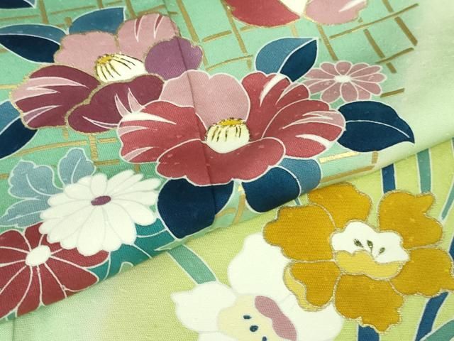 平和屋本店○極上 創業460年・千總 訪問着 椿 枝花文 暈し染め 金彩