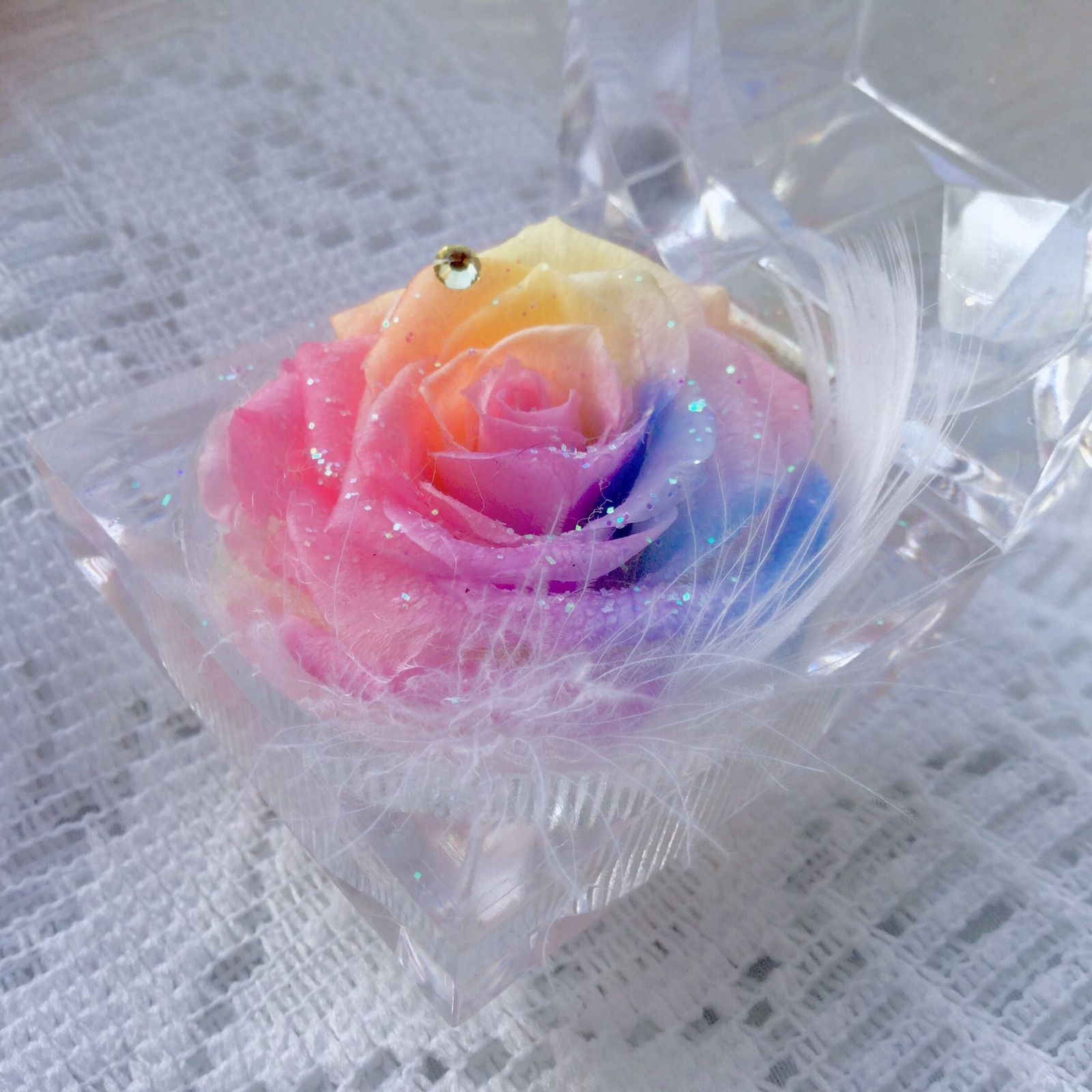 希望の花・パステルレインボーローズプリザーブドフラワー・ミニ