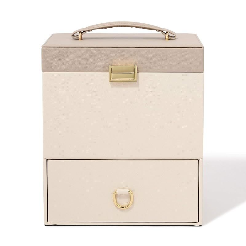 Francfranc フランフラン メイクボックス バイカラー コスメボックス ベージュ 大容量 鏡付き 化粧品 収納ボックス 化粧ボックス 1