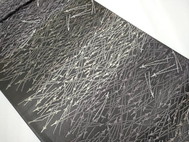 平和屋着物 全通柄袋帯 こぼれ松葉文 銀通し地 正絹 CAAY2490hy