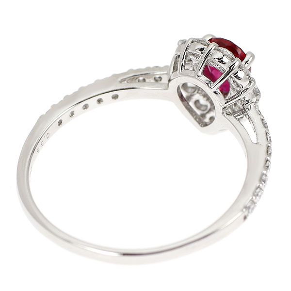 Pt900 非加熱 ピジョンブラッド ルビー ダイヤモンド リング 0.56ct D0.47ct
