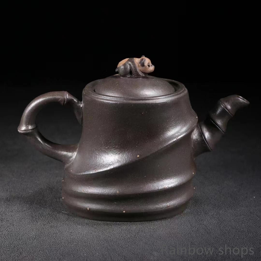中国古美術・宜興原鉱古銅泥壺・紫砂壺・品名：印包・底款：厚徳載物・朱泥・急須 中国古美術・宜興原鉱古銅泥壺・紫砂壺・品名：印包・底款：厚徳