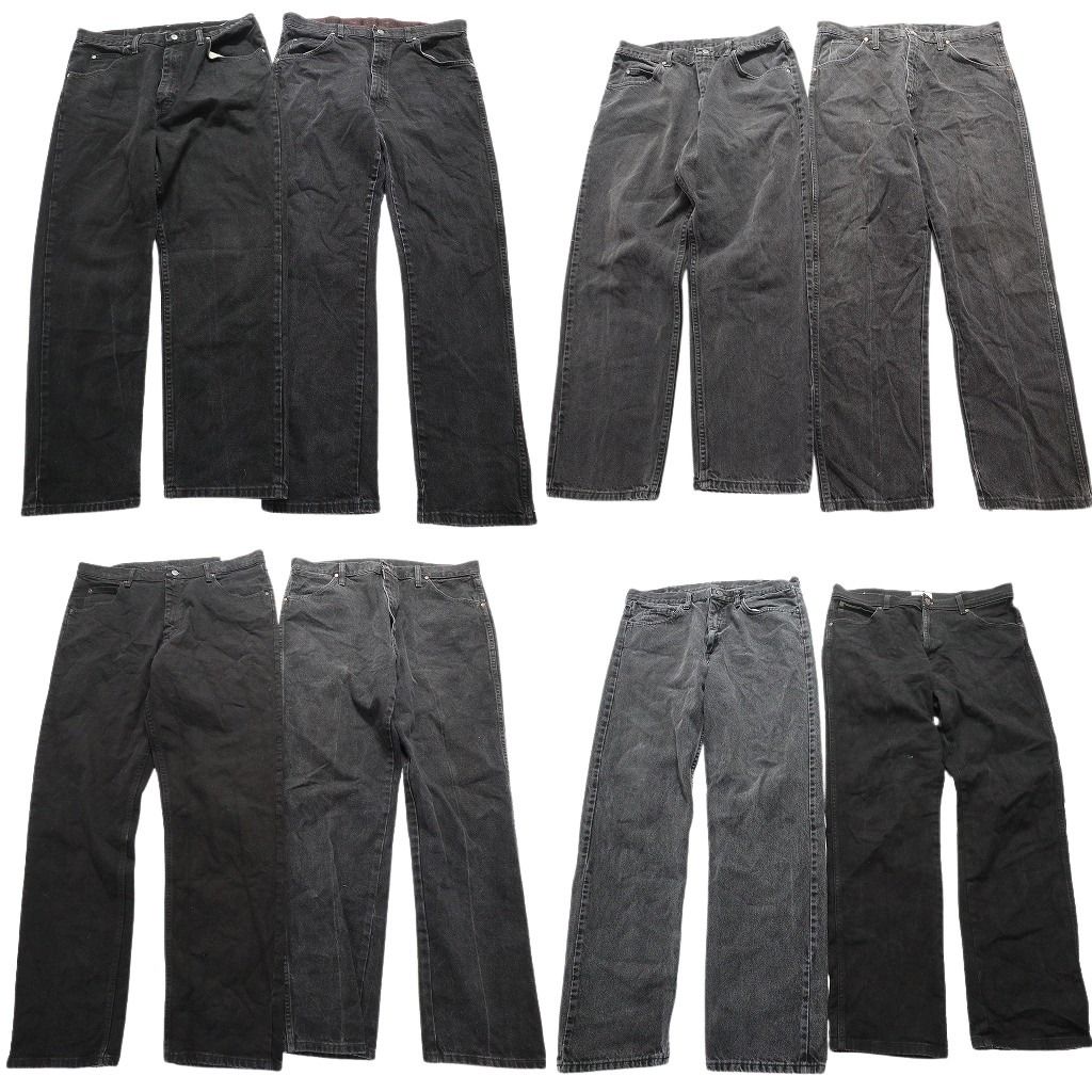 古着卸 Wrangler ラングラー ブラックデニム パンツ 8枚セット メンズ 36 フェード アメカジ 革パッチ 古着 NA3180