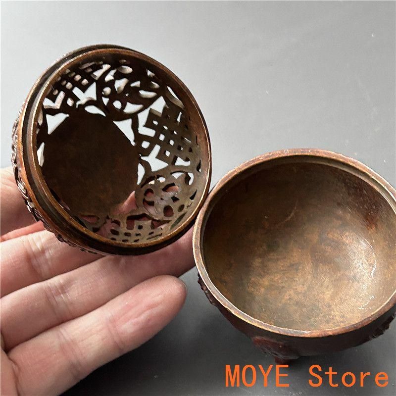 銅 細工 茶道具 香道具『透かし彫り香炉』装飾品 工芸品 美術品