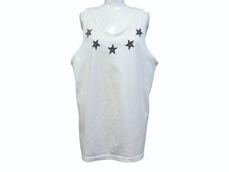 CHROME HEARTS クロムハーツ タンクトップ ノースリーブ 5Pスター U.S.A製 コットン ホワイト ブラック サイズM 4b003352