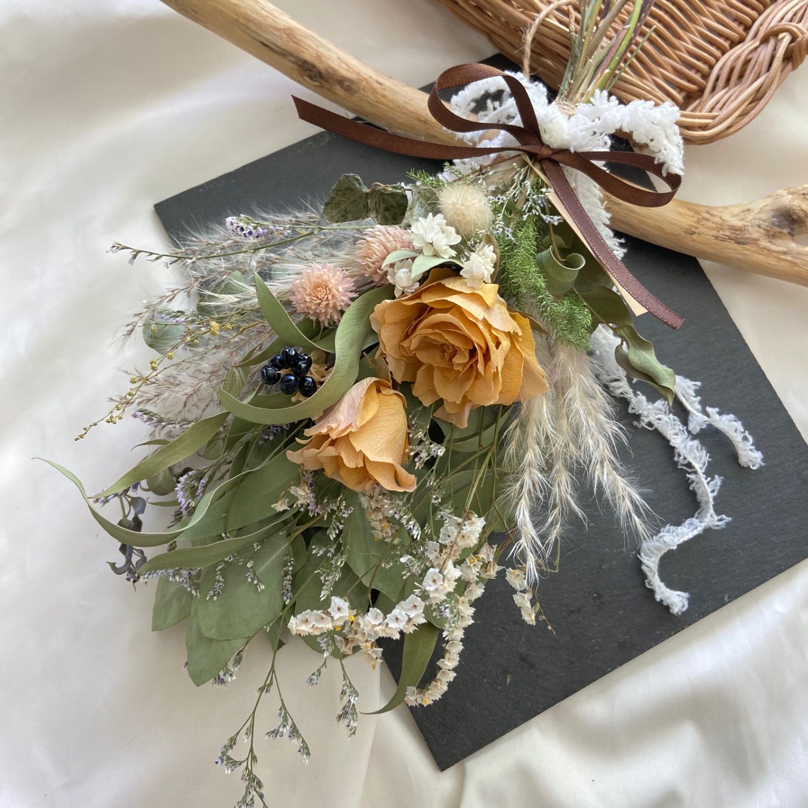 ドライフラワー スワッグ バラ パンパスグラス28cm - www.lavictoria.ec
