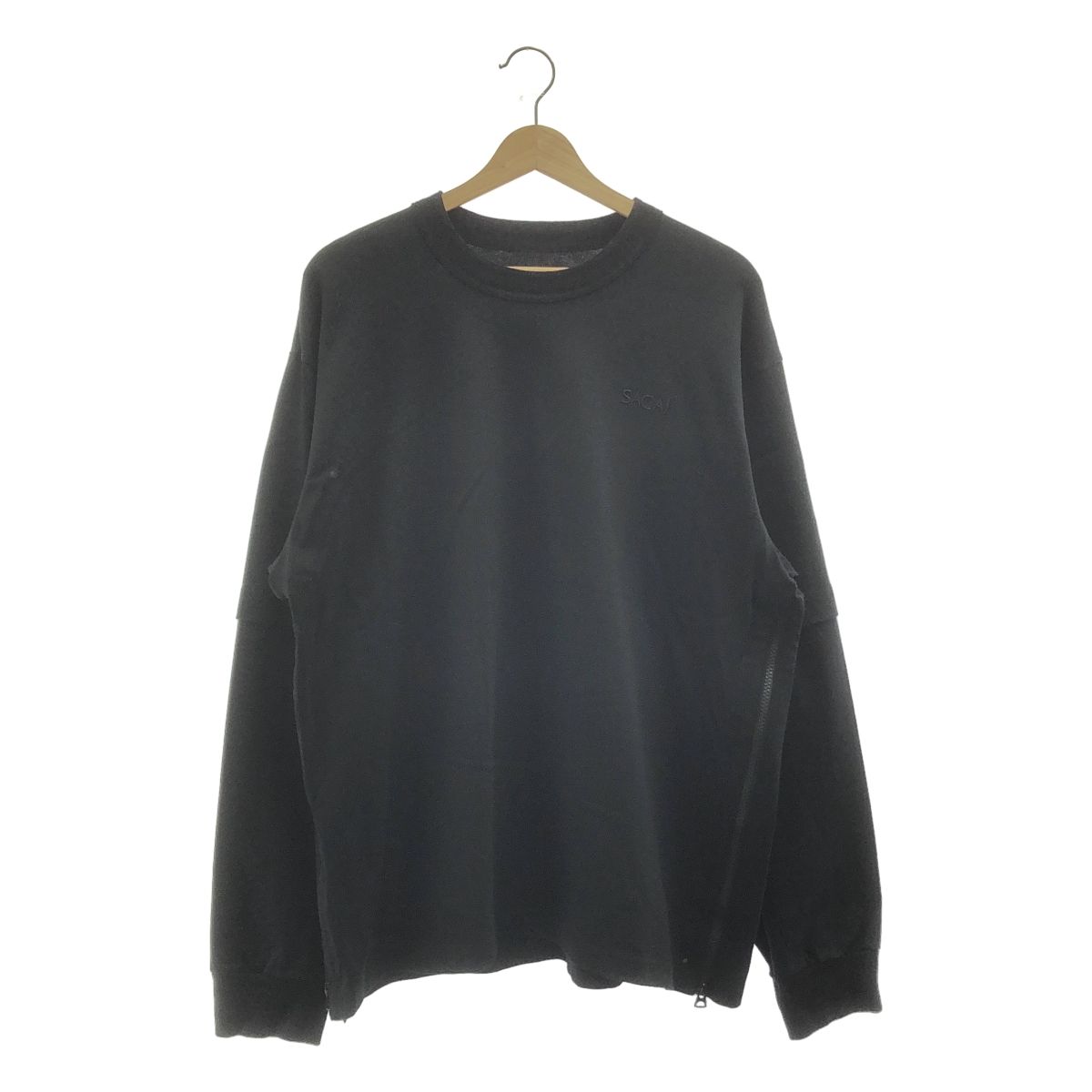 sacai | サカイ | 2025AW | Cotton Jersey L|S T-Shirts ワンポイントロゴ刺しゅう Tシャツ | 3 | ブラック | メンズ