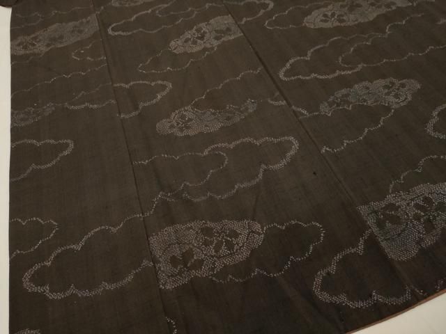 平和屋着物○結城紬 120亀甲 雲取り草花文 正絹 逸品 DAAV1497tw