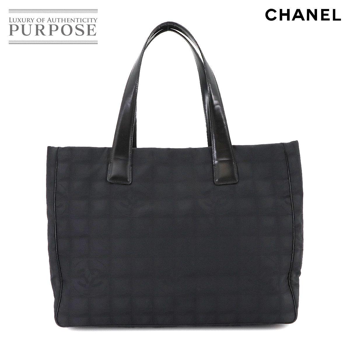 シャネル CHANEL ニュートラベルライン トート MM バッグ ナイロンジャガード レザー ブラック A15991 90280872