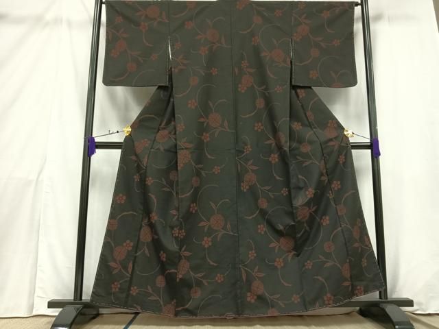 平和屋着物▽上質な小紋　単衣　紬地　橘文　正絹　逸品　CAAV3788dy 平和屋着物▽上質な小紋 単衣 紬地 橘文 正絹 逸品 CAAV3788dy