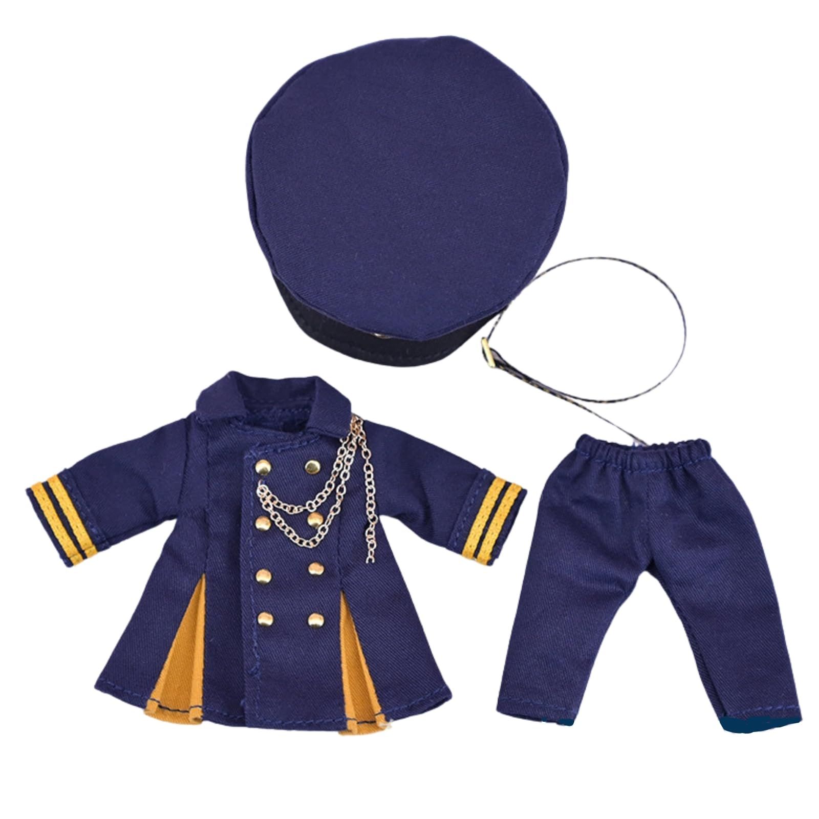 Studio Curtain オビツ11 服 男の子 セット ねんどろいど OB11用 ミリタリー 軍服 洋服 制服 コスプレ ジャケット 帽子 ベルト パンツ (ネイビー)， HrF48 [ネイビー]