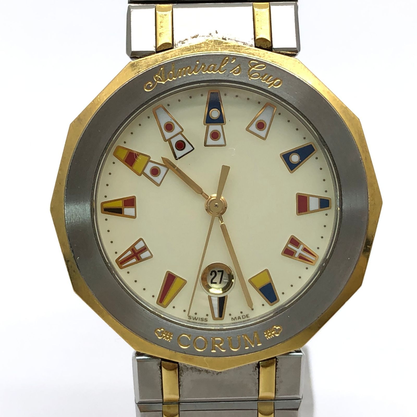 コルム アドミラルズカップ 腕時計 ゴールド×シルバー 稼働品 1-896