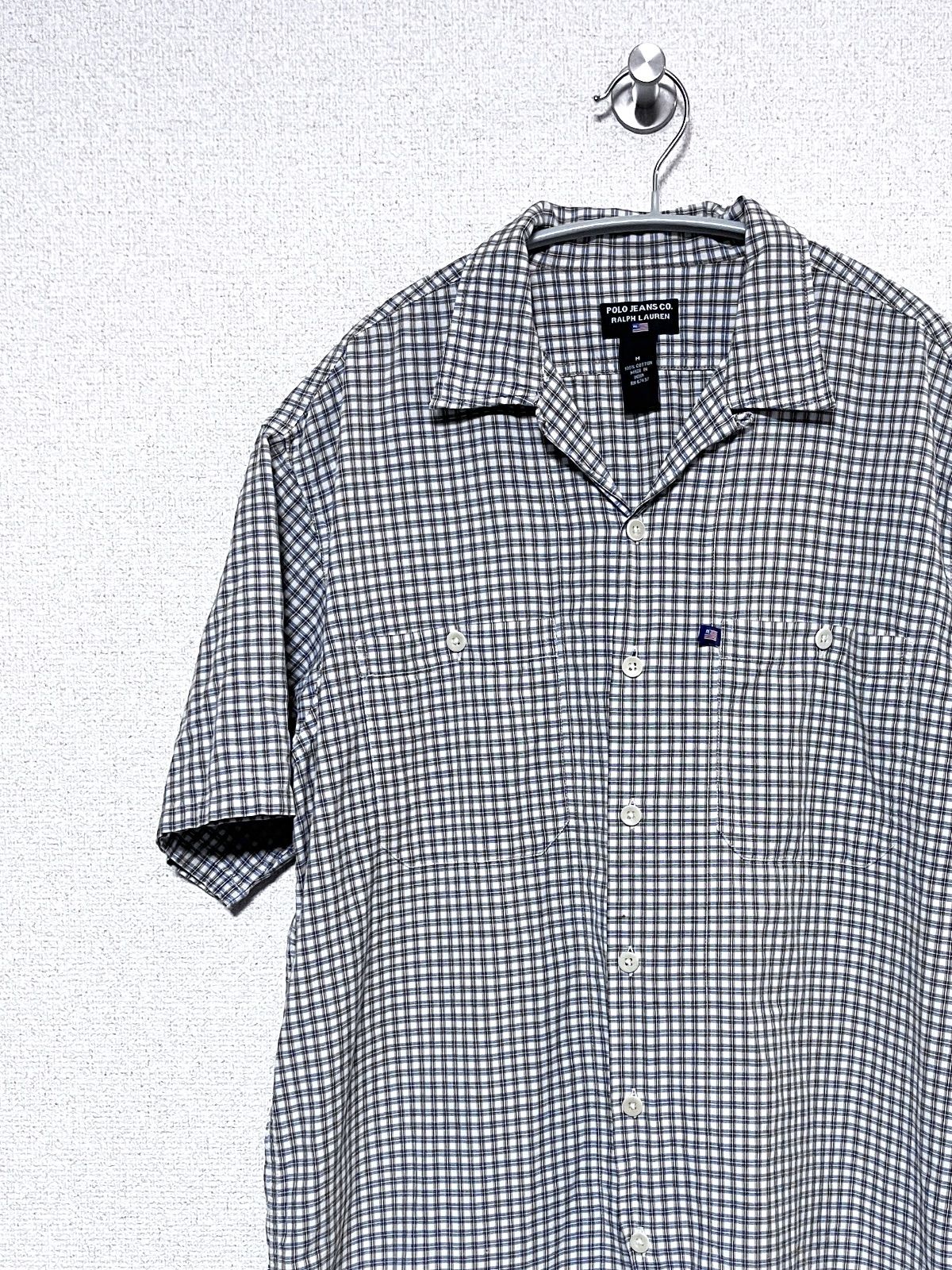POLO JEANS CO.】S/S オープンカラー チェックシャツ M ポロジーンズ 