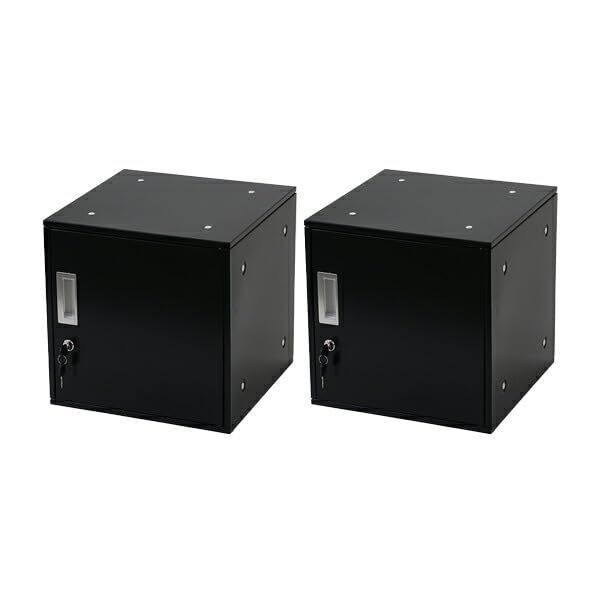 スチールロッカー キューブ型 連結 2個セット 2人用 鍵付き UVカット キューブボックス 収納ボックス sy23al12p ブラック