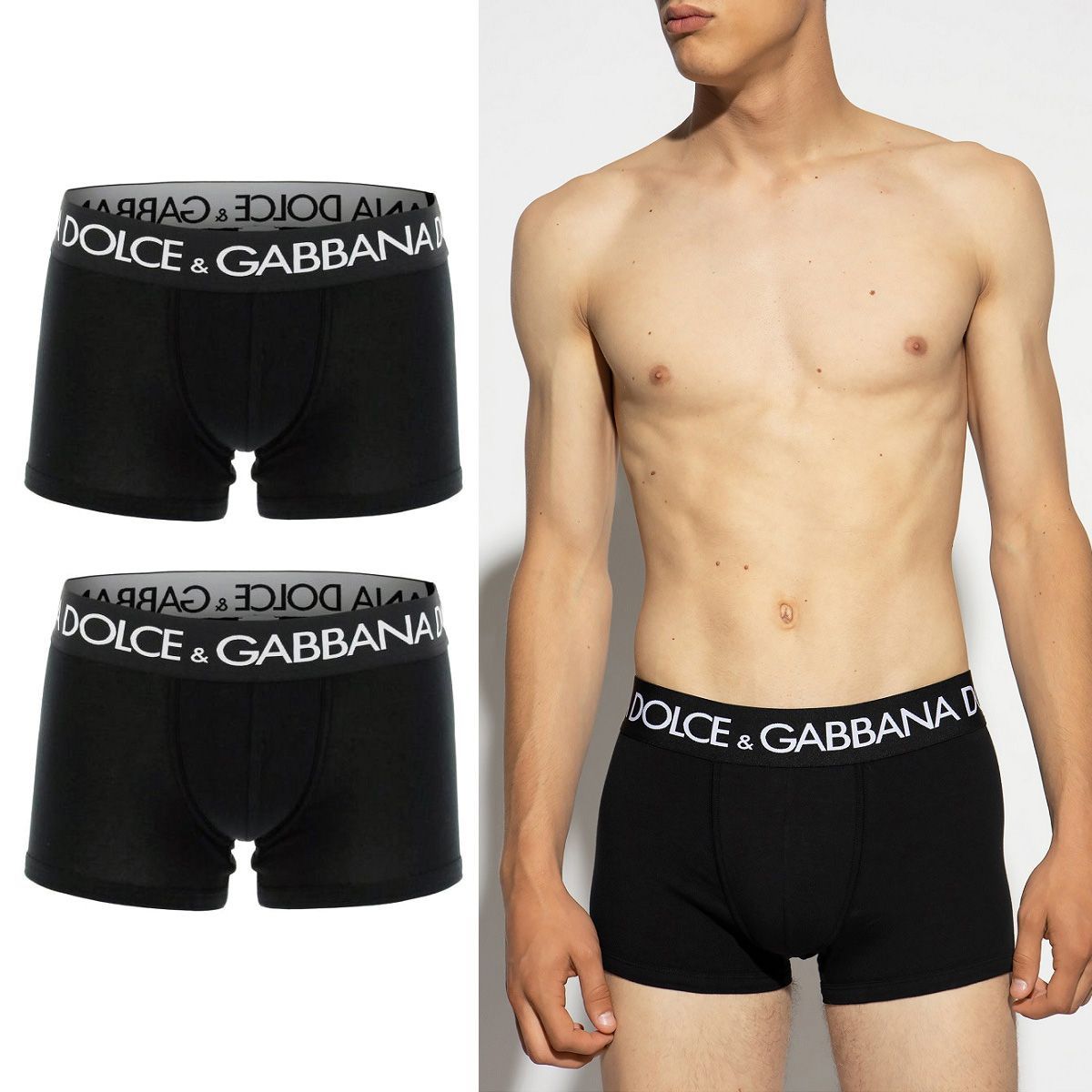 3 DOLCE-GABBANA ドルチェ＆ガッバーナ M9D70J ONN97 N0000 アンダーウェア ボクサーパンツ 2枚セット