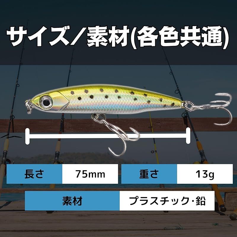 bath&bath シーバス ルアーセット シンキングペンシル 75mm 13g 5色