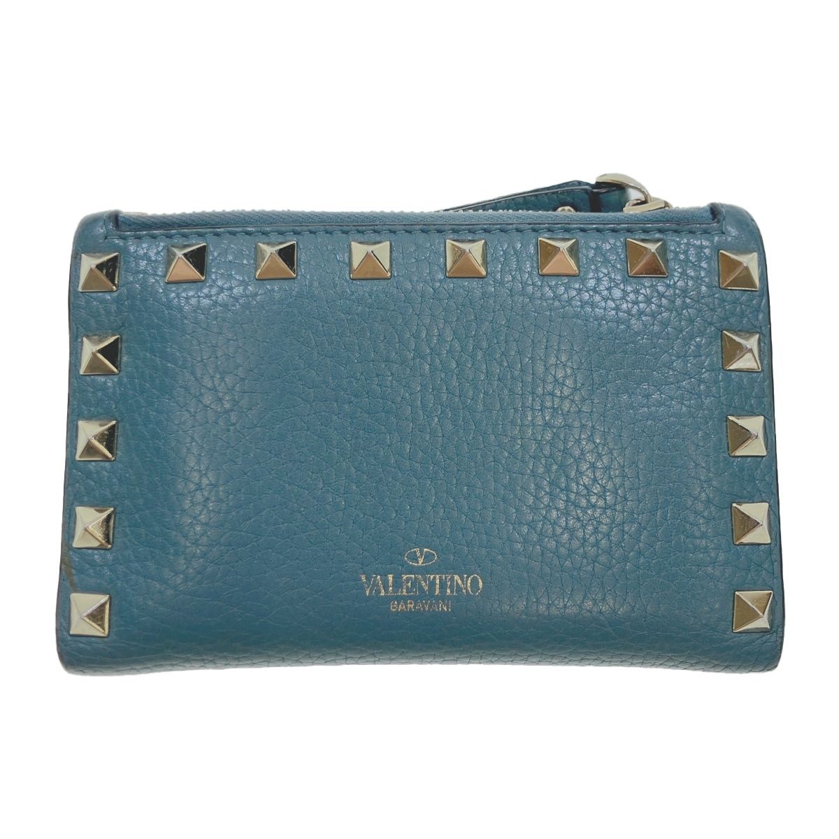 希少レア　正規品　VALENTINOロックスタッズ・コンパクト ウォレット ロックスタッズ 三つ折り財布 コンパクトウォレット レザー