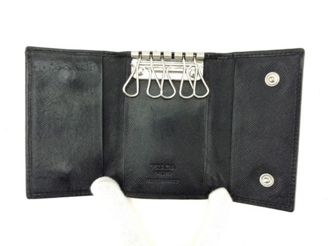 美品⭐️ PRADA プラダ 6連 キーケース ブラック PRADA プラダ サフィアーノレザー キーケース レディース メンズ