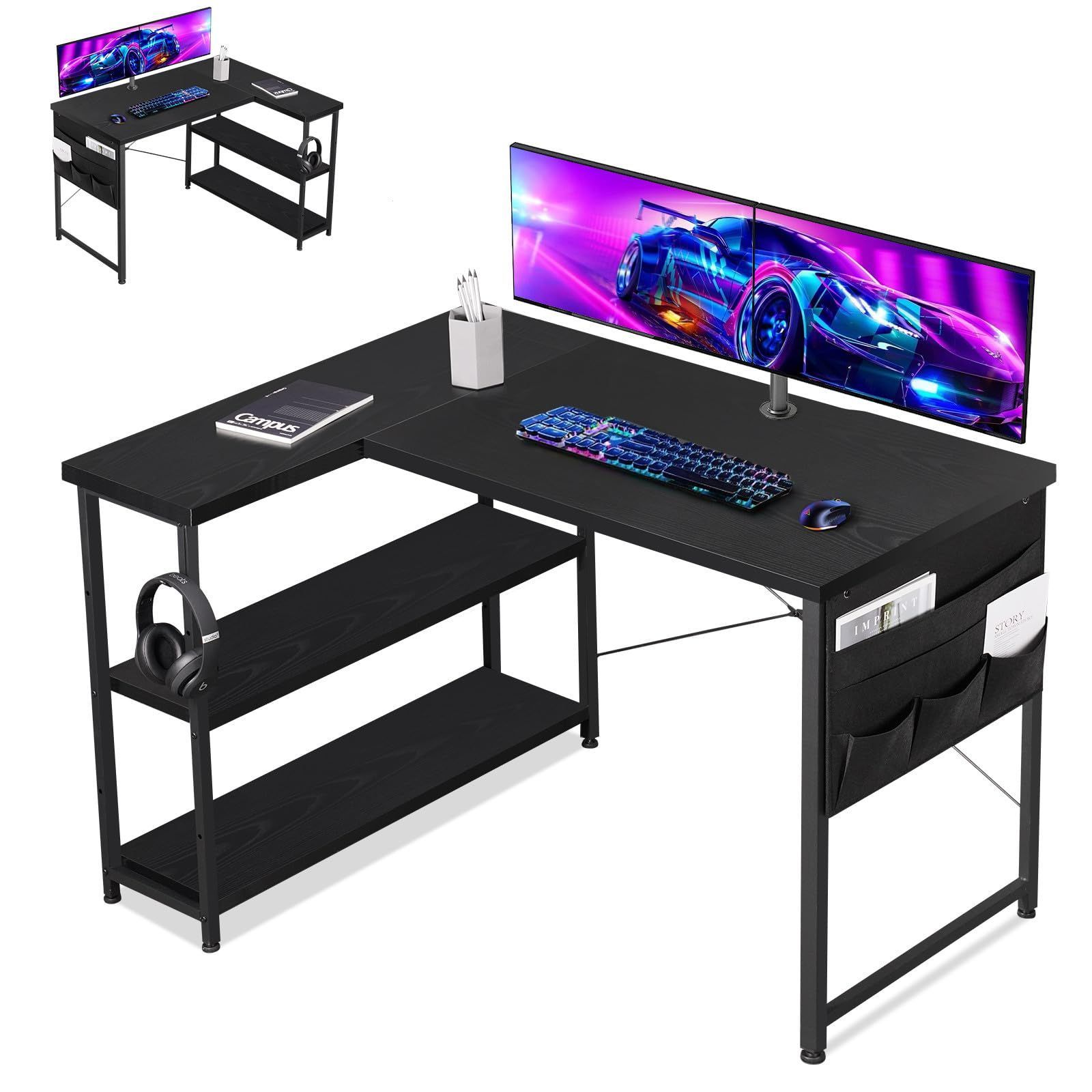 在庫処分】gaming ゲーミングテーブル desk 幅107cm 収納袋付き