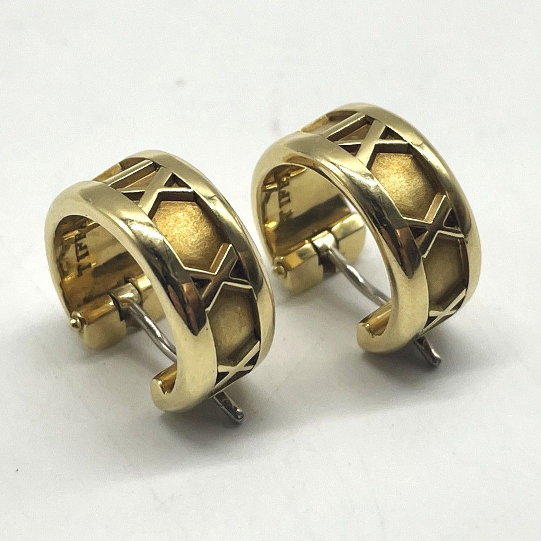TIFFANY&CO. ティファニー アトラスフープ 750刻印 K18 ゴールド ピアス 総重量約10.9g レディース アクセサリー 留め具不具合有 現状品 006405