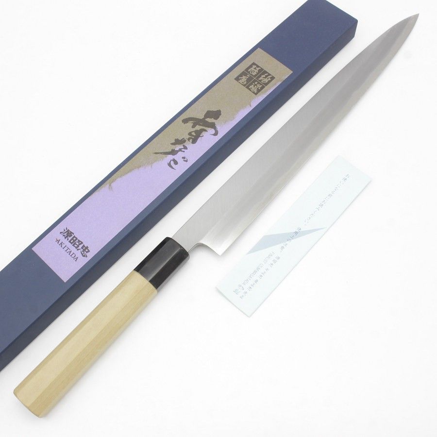 新品】源昭忠 青鋼DX 賜台覧 柳刃 一尺 八角柄 刃渡り約300mm 和包丁 