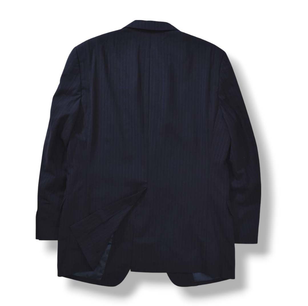ニューヨーカー シルク セットアップスーツ ３点 L ネイビー ストライプ 撥水】PREMIUM CLOTH ストライプ スーツ