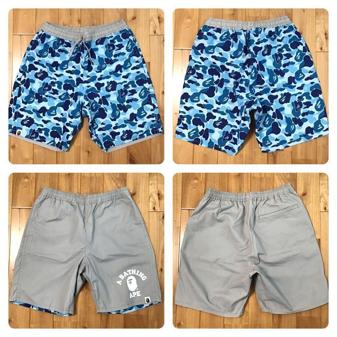 ★リバーシブル★ ABC camo Blue ハーフパンツ Mサイズ a bathing ape BAPE shorts エイプ ベイプ アベイシングエイプ ABCカモ