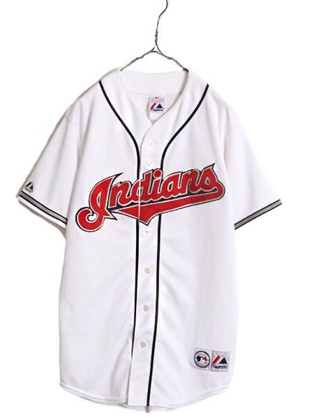 MLB オフィシャル Majestic インディアンズ ベースボール シャツ メンズ M 程/ ユニフォーム ゲームシャツ メジャーリーグ 半袖シャツ 廃盤 お得なクーポン配布中!】 MLB オフィシャル Majestic