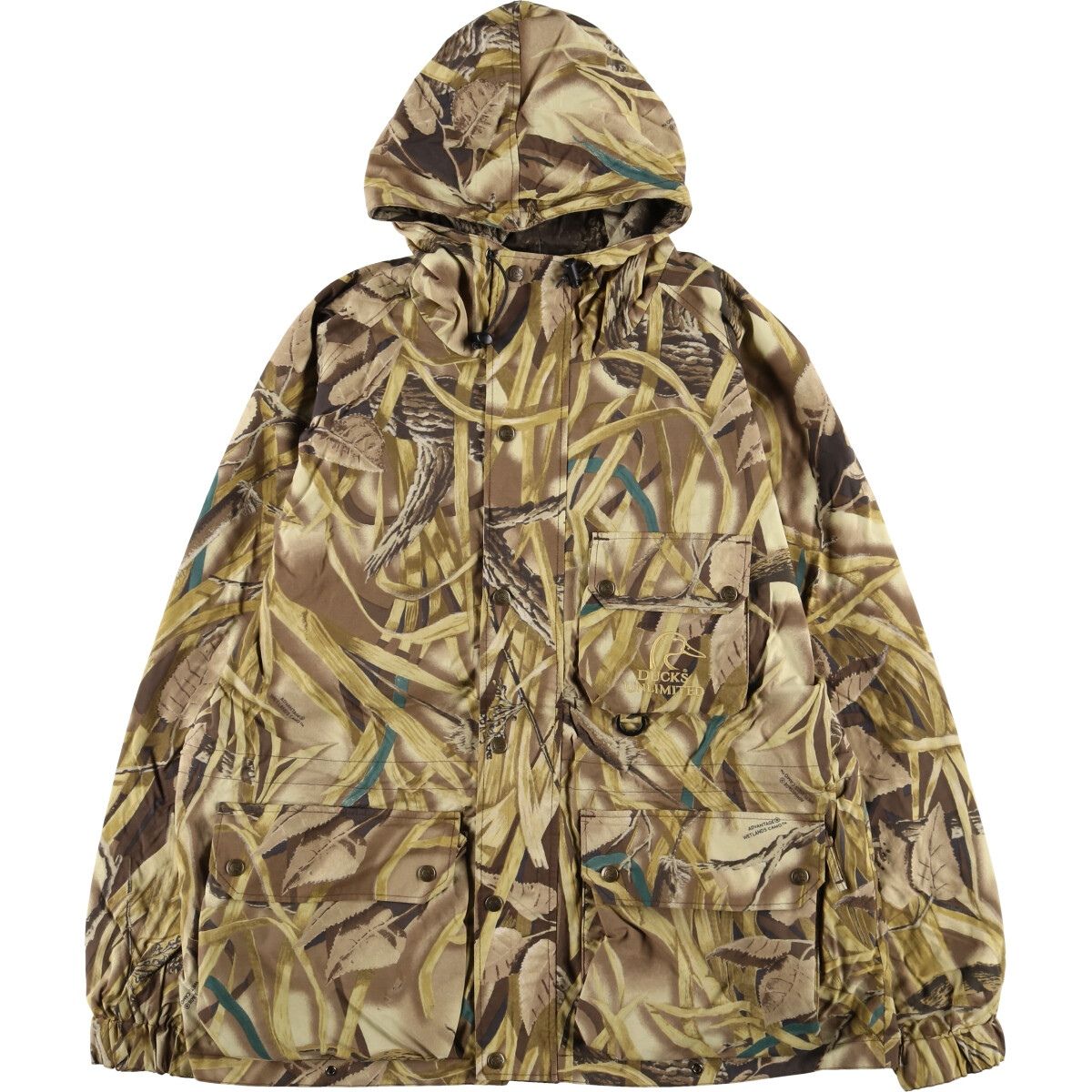 リアルツリーマウンテンパーカー 古着 DUCKS UNLIMITED 迷彩柄 リアルツリーカモ リバーシブル