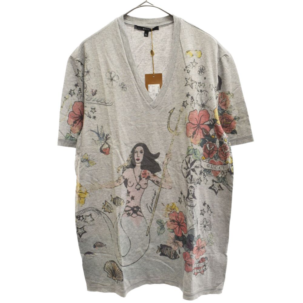 GUCCI (グッチ) 09SS マーメイドタトゥー VネックTシャツ カットソー 