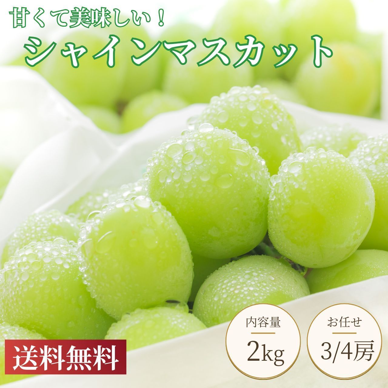 お買得‼️シャインマスカット‼️2kg‼️ シャインマスカット 2kg（3房から4房）箱入り | ぜきお農園