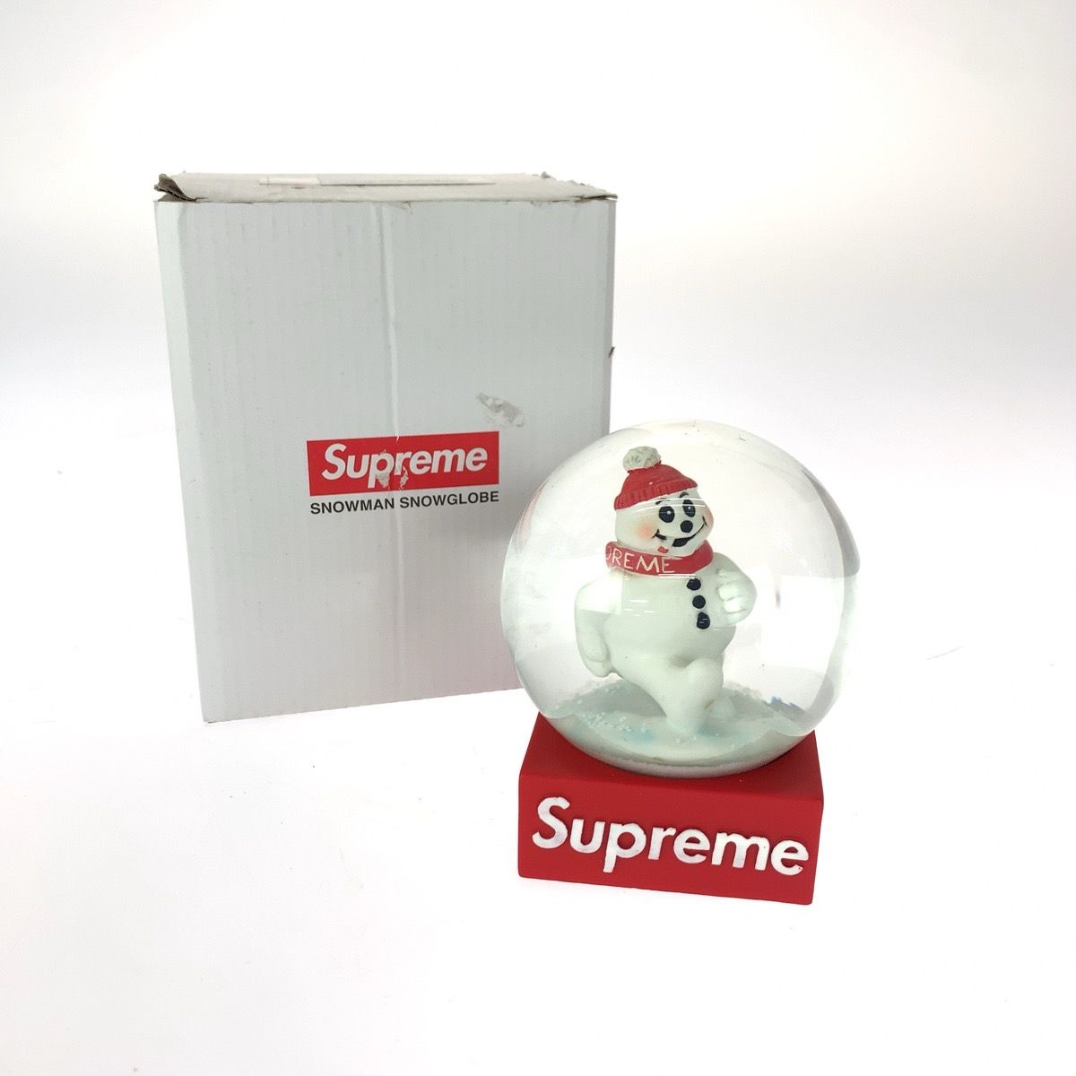 超 Supreme シュプリーム 21 AW Snowman Snowglobe レッド ホワイト ガラス スノードーム メンズ 505571