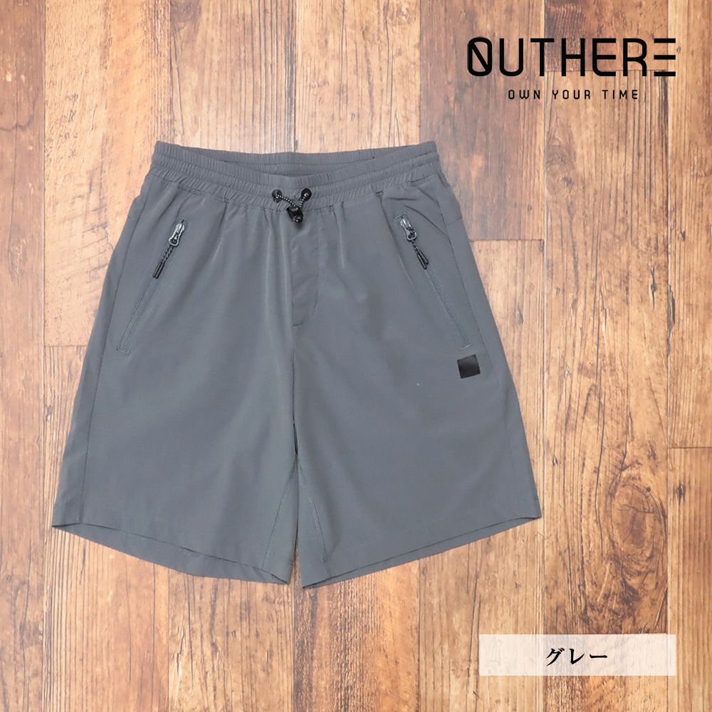 春夏|OUTHERE|Lサイズ|イージー ハーフパンツ EOTM211AE46 撥水 ストレッチ ジップポケット ショーツ |グレー|kc352|